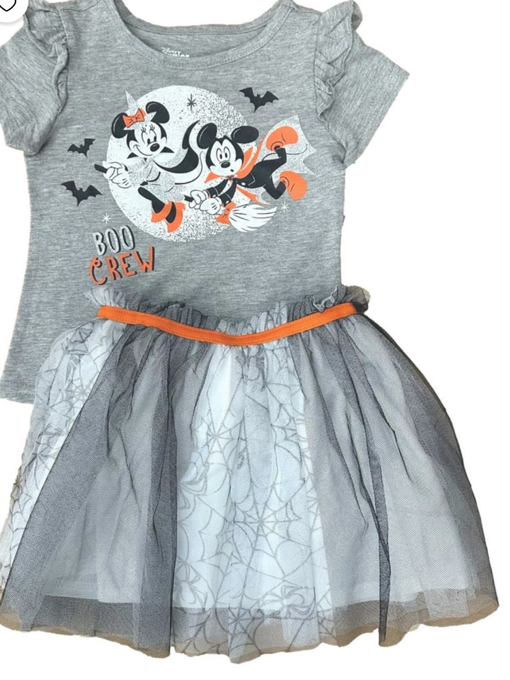 🆕 Disney Gray and Orange Minnie & Mickey 'Boo Crew' Halloween Outfit